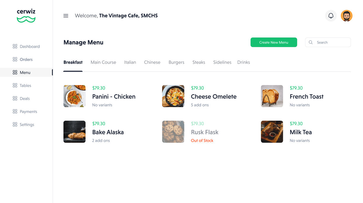 Menu Details